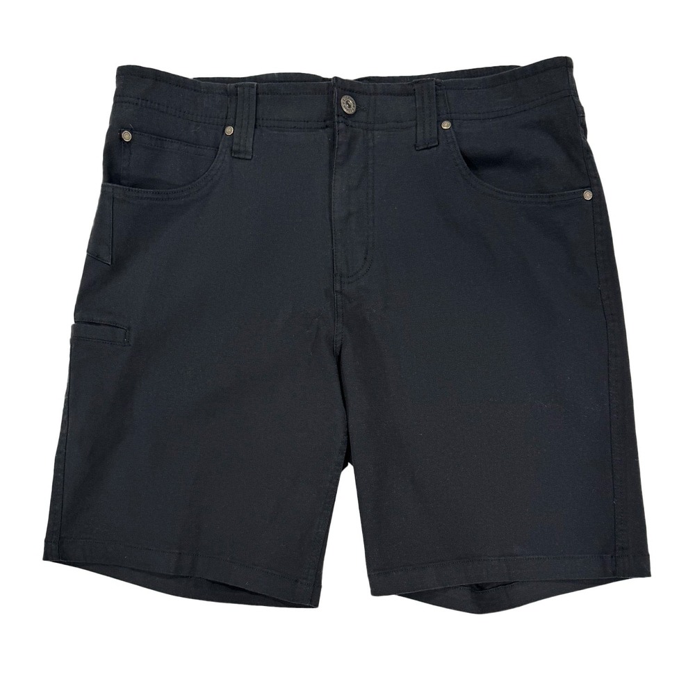 Buckhorn River Men's Stretch Canvas Utility Shorts - Size 32, Black, 32W 9.5L